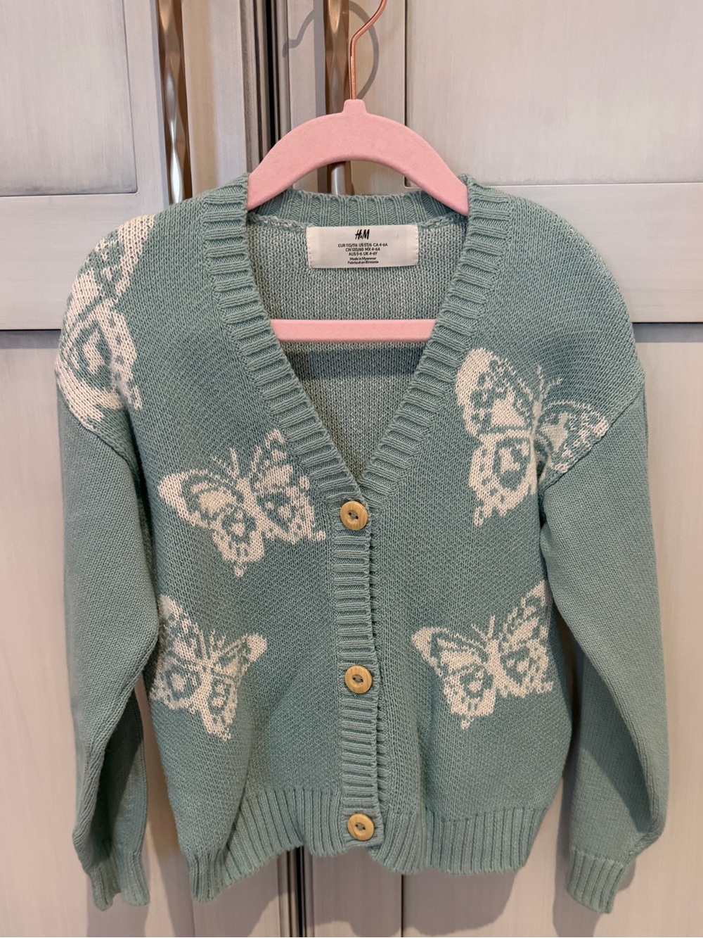 H&M Sage Green Butterfly Knit Cardigan